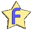 A golden star-shaped icon with a blue letter F in the center rotates through multiple angles against a gray background.