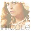 A static icon shows a woman with light brown hair and a pearl necklace, with the name 'NICOLE' in large gray letters below her face.