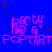 Blue background with repeating pink text 'party like a POPTART' and scattered red stars, static image.