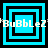 *BuBbLeZ* text overlays four identical blue and black square frames arranged in a , each frame containing nested squares with alternating cyan and black borders