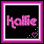Pixelated pink text "Kollie" with heart and dot accents inside a double border frame on black background, displayed across three animated frames in a contact sheet layout.