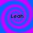 Four identical spiral patterns in blue and purple with the text 'Leah' centered on each, arranged in a