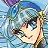 A pixelated character with light skin and dark hair wears a blue hat and holds a golden staff against a blue background.
