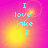 Pixelated text 'I love jake <3' on a pink-to-yellow gradient background with subtle circular light effects.