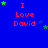 Blue background with red text "I Love David" and green stars in various positions across a