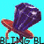 Animated contact sheet showing six frames of a purple gem on an orange stand against cyan background with repeated "BLING" text overlay.