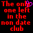 Red pixelated text on black background reads "The only one left in the non date club" with a small purple heart symbol replacing part of the word "only".