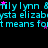 A static digital image displays repeated cyan text on a black background with scattered pink stars.