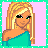 Pixel art contact sheet of a female character in four frames showing different poses and angles with text reading "CUTIE" on one panel.