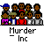 Pixel art animation of a group icon with changing character positions and colors beneath 'Murder Inc' text, set against gray background.
