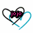 Animated icon with interlocking heart outlines and pink text 'jojo' on a white background.