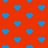 Blue pixelated hearts on a solid red background with no visible motion or text.
