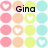 Pixelated of pastel circles with heart cutouts, displaying names 'Gina' and 'Christine' in dark text over the pattern