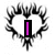 Animated icon with black spiky border forming a heart shape, displaying sequential text: I, Will, Love, You, FOREVER in purple letters.
