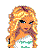 Animated pixel art contact sheet showing a blonde woman's face with changing expressions and text overlays on black backgrounds.