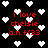 Black background with white pixelated hearts and red text reading "i love chelsie a.n.f<33" in two vertical
