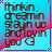 Pixelated text reads 'minkin dreamn stayn uc and cun you' on a blue-to-pink gradient background with red border accents.