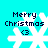 Pixelated white snowflake with 'Merry Christmas <3' text on cyan background, four identical instances arranged in a