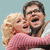 A four-quadrant image with a pixelated couple in the top-left, blue text on red backgrounds in the top-right and bottom-left, and a gray square in the bottom-right.