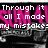 Pixelated text in white and pink over a dark background with gray smoke-like effects, displaying lyrics from a song.