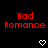 Red pixelated text "Bad Romance" appears twice on a black background with white pixelated hearts below each text block.