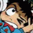 Pixelated anime-style character with brown hair and blue shirt making a peace sign next to "Anime IM" text on black background.