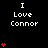 Black background with white text "I Love Connor" repeated across multiple positions, each accompanied by red heart symbols in varying quantities.