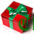 Animated contact sheet of red gift boxes with green ribbons, displaying sequential frame changes including text overlay and small symbols.