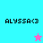 Pixelated icon with text 'ALYSSA<3' on cyan and pink backgrounds, featuring a small star symbol in the corner of each section.