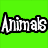 Green background with 'Animals RULE!!!' text above four animal images: two cats, a dog, a guinea pig, and a horse.