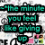 Animated text-based icon with cyan and blue lettering over a pixelated collage background, displaying sequential phrases about giving up.