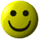 Animated yellow smiley face icons in various orientations and sizes against a gray background.