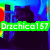 Animated icon shows a dark silhouette with blue and red background elements, featuring green text reading 'Drachica157' that appears in the first frame.