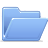 A pixelated blue folder icon with layered tabs and white highlights on a gray background.