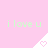 Pink background with repeated light green text and white triangular icons containing pink hearts.