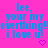 A static image with bright pink background displaying repeated blue text 'lee, your my everthing!!everthing!!everthing!! i love u!' and small purple heart symbols.