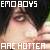 Pixelated image with text overlays reading 'EMO BOYS' at top and 'ARE HOTTER' at bottom, featuring a blurred face with dark hair and light skin tones.