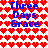 Blue text reading "Three Days Grace" appears over a background of red and pink pixelated hearts, with two identical sections side-by-side.