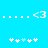Pixelated blue background with white and light-blue symbols arranged in two , featuring '<3' icons and star-like shapes