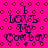 A pink background with brown circular patterns displays the text "I LOVE MY Cowboy" in dark blue, with a wavy line appearing below the text in the second frame.