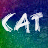 A 48x48 pixel animated buddy icon showing the word 'CAT' in stylized letters with a gradient background transitioning from purple to green, displayed as two sequential frames of an animation.