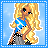 Pixel art character with long blonde hair and blue top, static pose on light blue background; text read 'ALL THAT AND A BAG OF CHIPS' in white letters