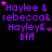 Purple text on black background with pink stars, displaying 'Haylee & rebecca& Hayley& bfa' in a of repeated patterns