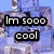 Pixelated image with blue background showing ice cubes and text reading 'Im sooo cool' on left, changing to 'Ice cubes are jealous!!' on right.
