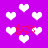 Purple background with white heart shapes and red cursive text reading 'gays' scattered across the image.