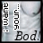 Four identical display a pixelated image of a person's chest with text overlays reading 'I want... your Bod!'