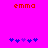 Red 'emma' text above two of blue and purple puzzle pieces on a bright pink background