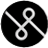 Black circular icon with white scissors symbol centered on a light gray background.