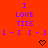 Red background with blue text reading "I LOVE TITS" and pixelated heart symbols in three , each containing identical elements