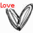 Animated sequence of six heart-shaped icons with red text fragments forming 'Love 1 Thing Is You Should Always amember.'